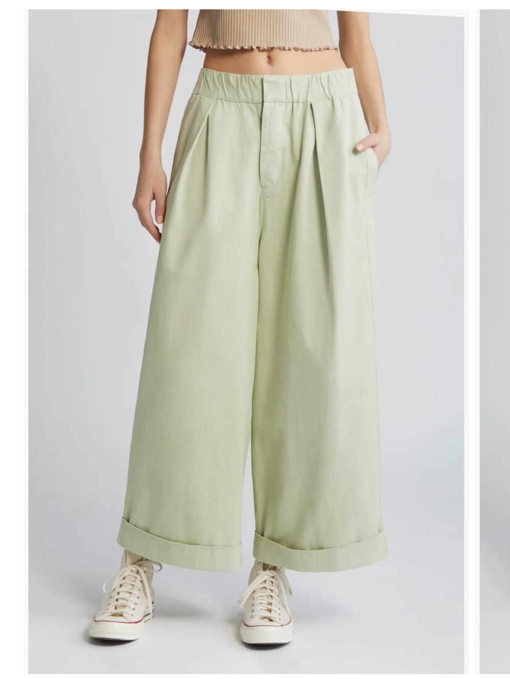 Free People After Love Roll Cuff Wide Leg Pants